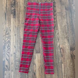 Zara Red and Black Plaid Leggings